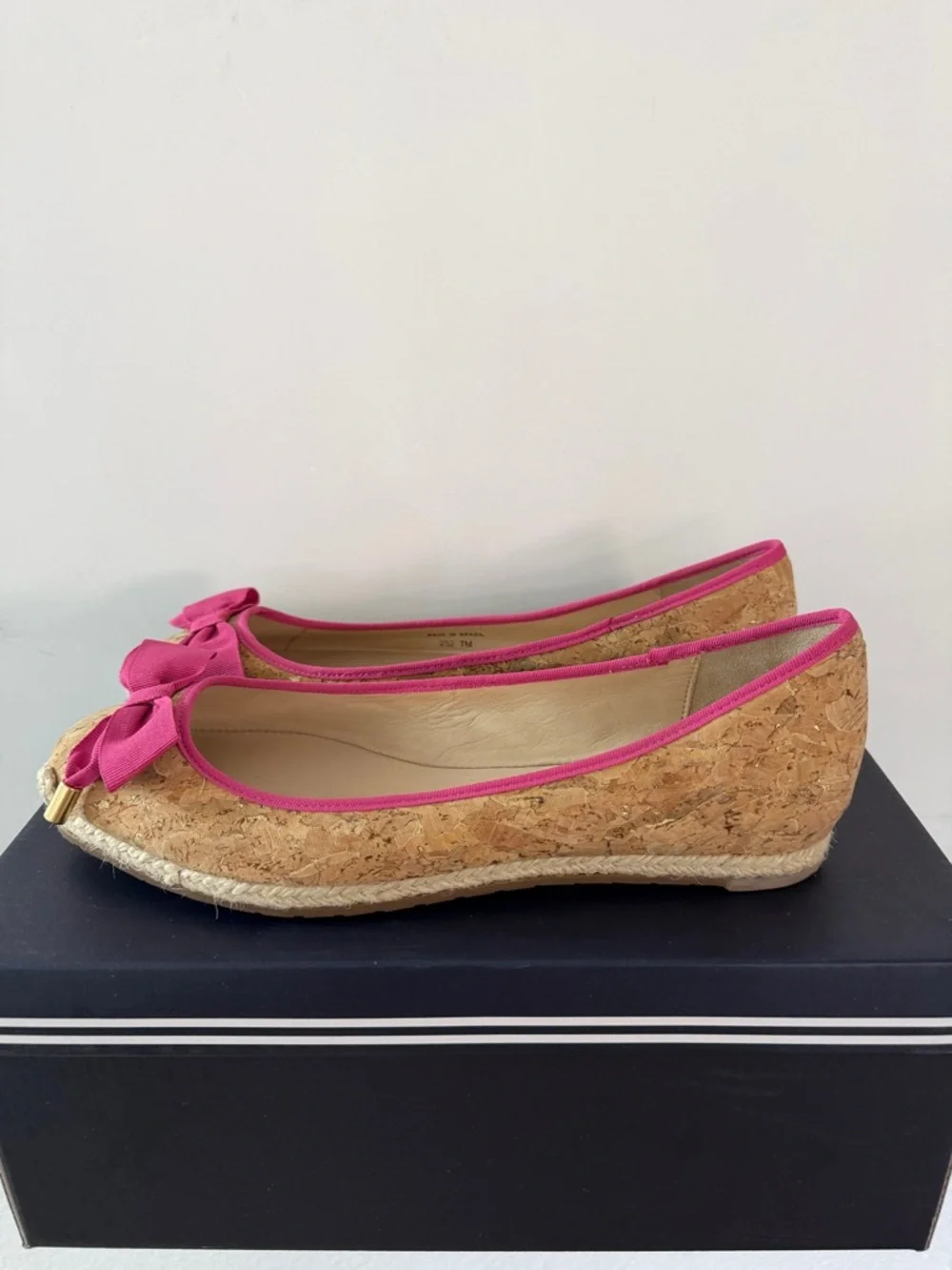 kate spade Cork Espadrille Flats with Pink Trim & Bow